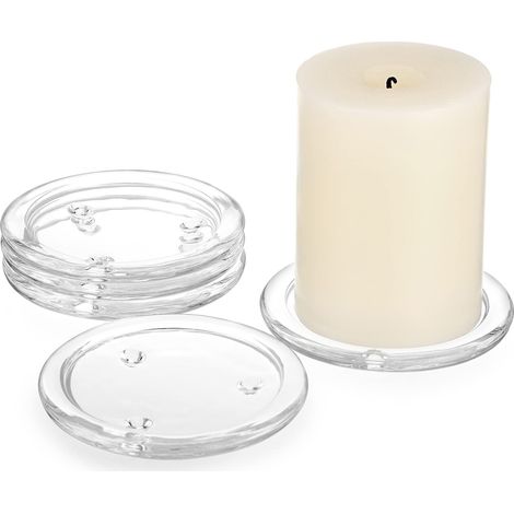 Lot de 5 Petites Assiettes à Bougies Rondes en Verre Transparent de 10,2 cm pour Bougie Pilier, Centre de Table Moderne pour Table à Manger, Mariage (1/5)