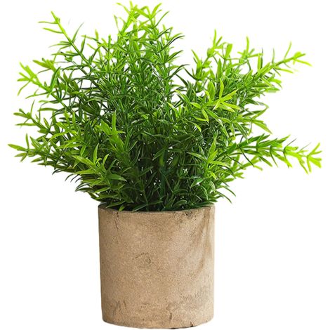 1 Mini plante artificielle, feuillage Milan, pot gris papier, décoration intérieur salon bureau salle de bain (1/5)