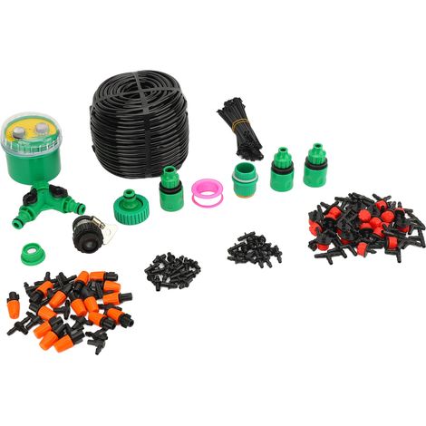 Système irrigation goutte à goutte avec programmateur, flexible 50m réglable automatique raccord rapide, kit arrosage plantes pour gazon jardin serre (1/5)