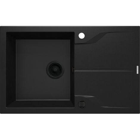 Lavello cucina con gocciolatoio 78 x 49 cm in granito colore nero opaco Deante Andante ZQNN113  Nero opaco