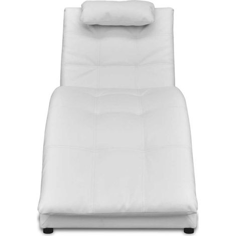 vidaXL Diván con almohada de cuero sintético blanco (1/2)