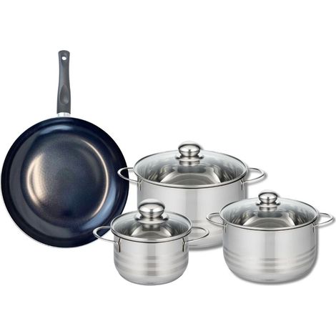 Ensemble de 1 Poêle de cuisson 28 cm et 3 faitouts 16, 20 et 24 cm Elo Prima Brillant (1/5)