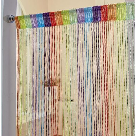 Rideau à pompons - Rideaux - Rideau de porte en macramé - Séparateur de pièce - Décoration colorée - Rideau - Décoration de rebord de fenêtre - Coloré - 100×200cm - Polyester coloré (1/5)