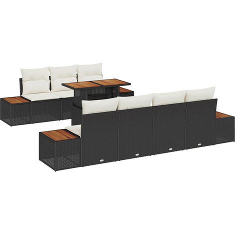 Garden Sofa Set with Cushion 8 pcs Black Poly rattan vidaXL (1/5)