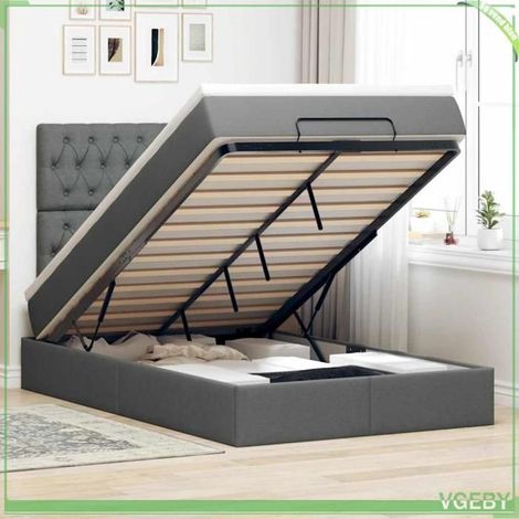 Cadre de lit ottoman avec matelas - 3314080 - 120x200 cm - Gris foncé - Rangement hydraulique & LED (1/5)