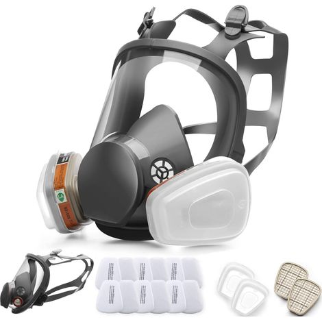 Full Facepiece Masque respiratoire réutilisable 6800 Accessoires d'assurance de travail avec 12 filtres 2 cartouches 2 couvercles pour décoration, peinture et polissage et autres travaux (1/5)