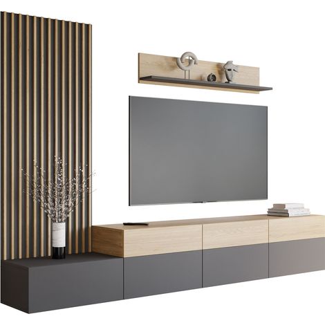 Conjunto de salón Comfivo Munium II, Grafito + Roble