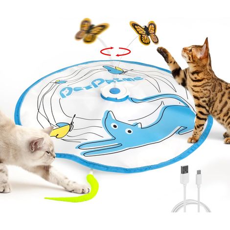 Jouet Interactif Rechargeable pour Chat d'Intérieur - Papillon Automatique 3 en 1 avec Canne à Pêche Cachette - Stimulant (1/5)