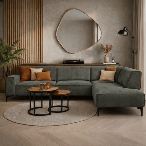 Industrielles Ecksofa olivgrün Eco-Leder Brisbane - rechts