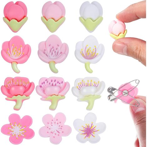 12 Pièces Aimants de Réfrigérateur en Résine Synthétique Décoratifs de Fleurs Colorées, Design Esthétique et Fonctionnel pour Maison et Salle de Classe (1/5)