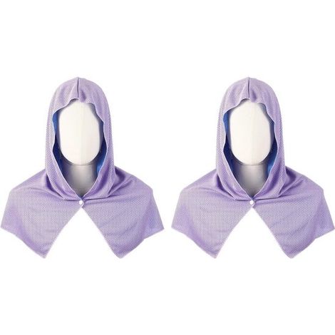 Serviette rafraîchissante à capuche (lot de 2) - Protection solaire - Séchage rapide - Rafraîchit la nuque et le visage - Idéale pour le sport, le camping, le jardinage, la tonte de la pelouse et les (1/5)