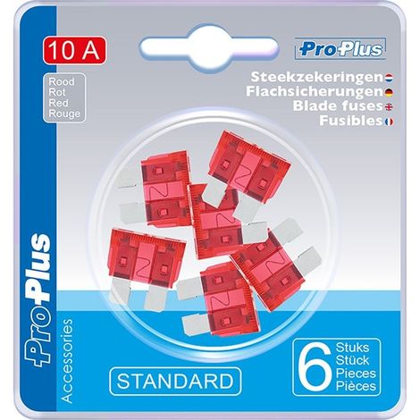 Fusibili lamellari standard 10A rossi 6 pezzi in blister