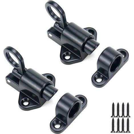 Set di 2 chiavistelli a molla automatici per porte e finestre scorrevoli in legno, colore argento. (1/5)