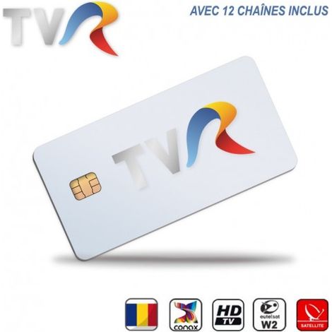 Carte Abonnement TV HD TVR Illimité Roumanie 12 Chaînes via Antenne Sat Eutelsat 16°Est Uniquement Compatible Récepteur Viaccess (1/3)