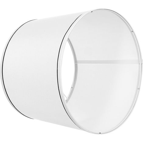Mophorn Lampenschirm Trommel 290 x 320 x 245 mm (oben x unten x hoch), 2 Ersatzschirme aus Leinen und PVC, geeignet für Tisch- und Stehlampen, weiß mit schwarzem Rand, inklusive Harfe