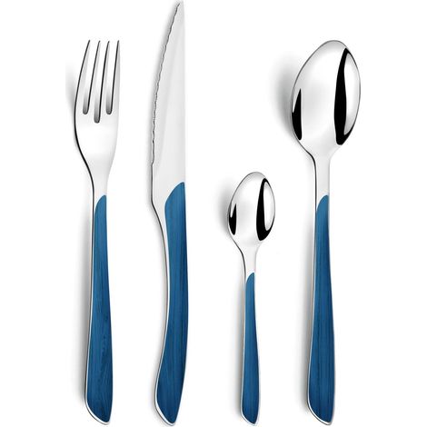 Amefa ECLAT Natura Set di Posate da 24 Pezzi, Colore Navy, Acciaio Inossidabile, Blu Marino (1/4)