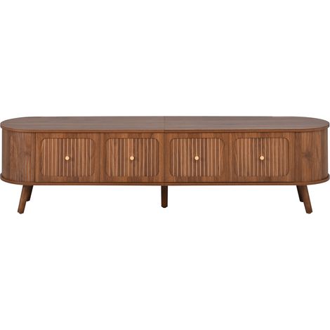 Mueble de TV de estilo vintage en color nogal con 4 puertas 180 x 38 x 47 cm (1/5)