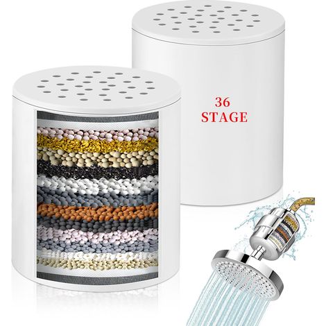 Filtre de Douche à 36 étapes, 2 PCS Cartouche de Rechange Universelle pour Filtre de Douche, Filtres de Douche Universels à 36 étapes, Filtre de Douche Constant pour Eau Calcaire (1/5)