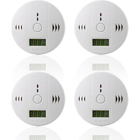 Détecteur de monoxyde de carbone 4 pièces – Alimentation batterie – Alarme sonore et visuelle – Installation dans zones à risque (1/5)