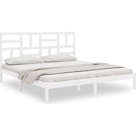 Maison Exclusive - Rám postele bílý masivní dřevo 180 x 200 cm Super King (1/5)