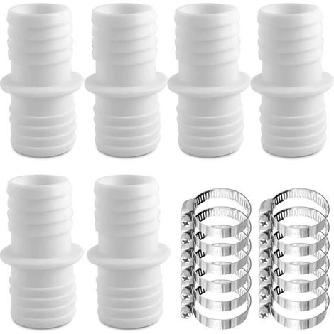 Raccord Tuyau Piscine 38 mm,Adaptateur Tuyau Arrosage 6 Pcs,Accessoires Piscine avec 12 Pcs Acier Colliers Serrage (1/4)