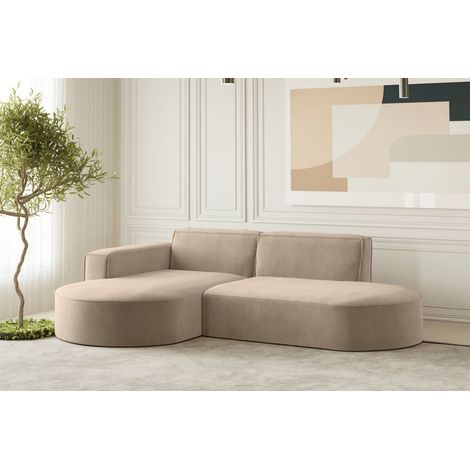Ecksofa Designersofa PALMA XS in Stoff Noel Beige Ottomane Links (1/2)