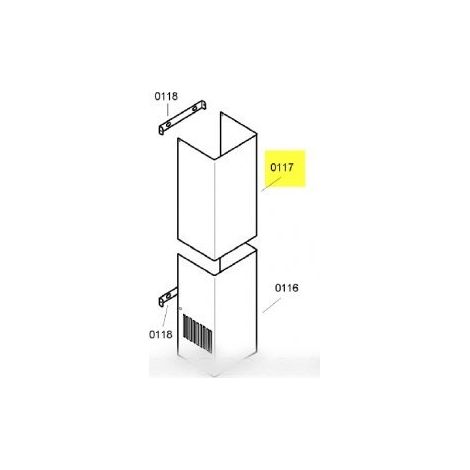 Siemens – Cheminée partie supérieure pour hotte – Pièce détachée en blanc – Largeur standard – SKU 360533