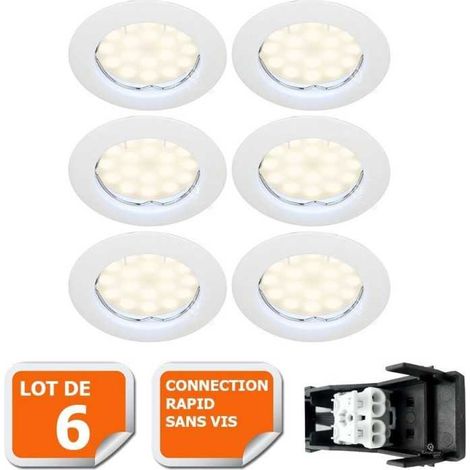 Lampesecoenergie – Lot de 6 spots LED encastrables fixes GU10 – Blanc chaud 3000K – 5W 430LM – Installation directe 220-240V – Pour intérieur IP20 (1/5)