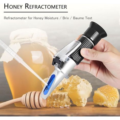 Miel Réfractomètre, Hand Held être '(Baume)/Brix/Eau Réfractomètre pour Miel, Test, Tri-Scale (Baume: 38–43 ° Brix: 58–92% de l'eau: 12–27%) (1/5)