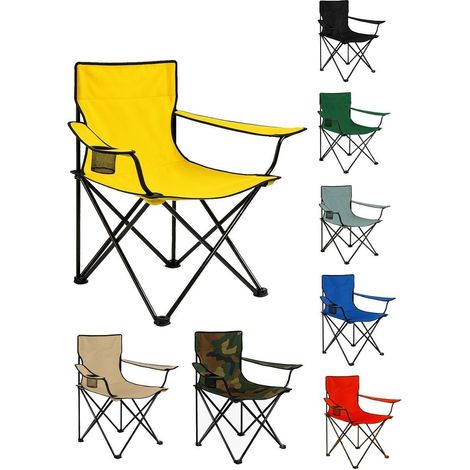 JARDIN202 - Silla de Camping plegable con Portavasos  Metal y lona  80x80x50 cm   (Amarillo)