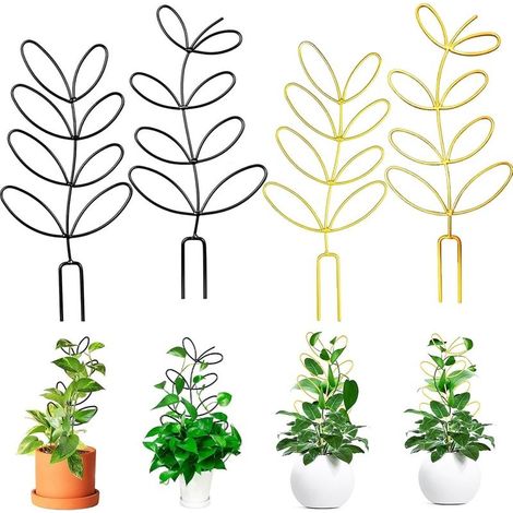 4 Pcs Metal Plant Stakes Indoor Plant Trellis Leaf Shaped Wire Stake for Climbing Plants Indoor Plant Decoration Mini Plant Stake (1/5)