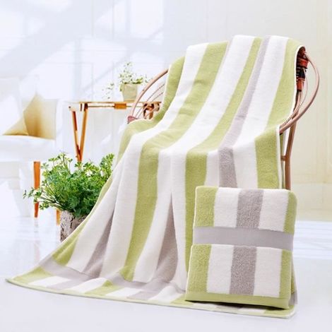 Serviette de bain - Coton - 70x140cm - Absorbante - Vert - 1 pièce