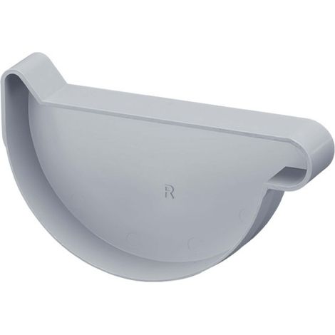 INEFA Dachrinnen Endstück halbrund, PVC Dachrinnenzubehör, einfache Steckmontage, Made in Germany - NW180 / 180mm rechts, Grau