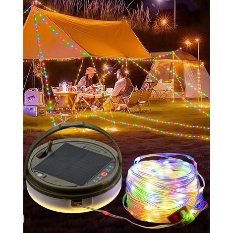 (Multicolore) Guirlande Lumineuse Exterieure Camping, 12M/39.37ft 120 LED Exterieur Solaire Imperméable Guirlande Solaire Exterieur Pour Le Camping, Maison,Cour, Patio,Fête,Mariage (1/5)