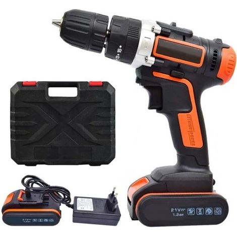 Trapano avvitatore doppia batteria a litio 21V 1.3Ah + valigetta YDS-6821S
