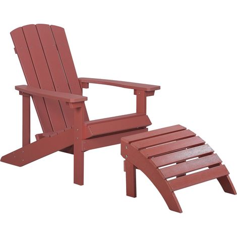 Moderna Sedia per Esterno da Giardino in PVC con Poggiapiedi Rosso Adirondack (1/5)