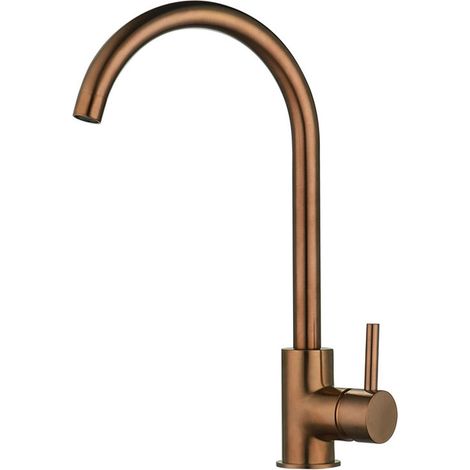 Prima Swan Neck Single Lever Kitchen Sink Mixer Tap - Copper (1/2)