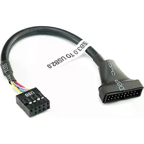 Câble adaptateur USB 3.0 vers USB 2.0 (1 pièce) - Connecteurs pour carte mère - Connecteurs femelles 19/20 broches vers mâles 9 broches - JXLGV (1/4)