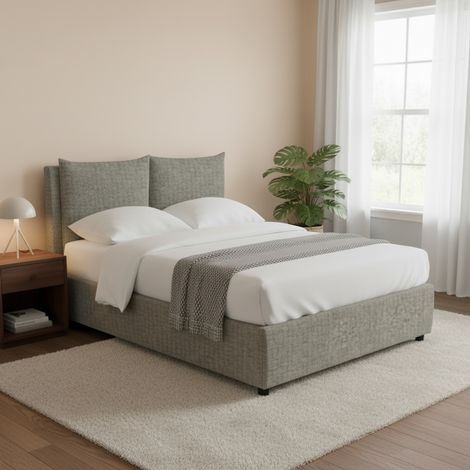Letto Piazza e Mezza Newton, Sfoderabile, Contenitore Made in Italy, Grigio (1/5)