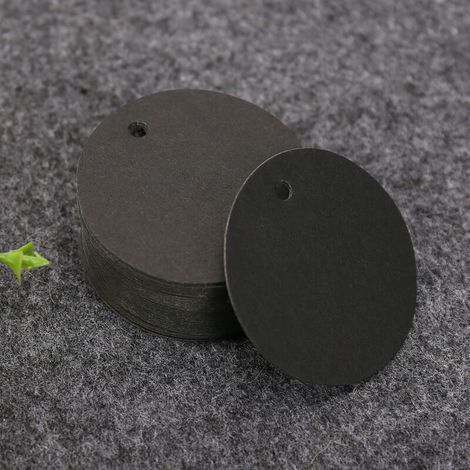 pair (Noir) 100PCS Étiquettes en Papier Kraft Étiquette Cadeaux-Étiquette Ronde 5x5cm Kraft Étiquettes Étiquettes de Mariage avec Ficelle pour Dragees Noël Anniversaire Communion (1/5)