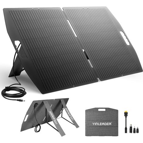Panneau Solaire Portable 100W 22.5% Monocristallin Pliable avec 4 Connecteurs (DC7909/DC5525/DC35135/XT60) IP65 pour Station Électrique Camping-Car (1/5)
