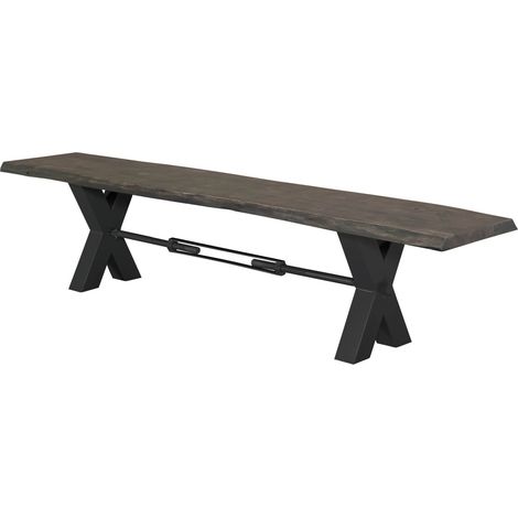 Banc 180x38 Acacia laqué Gris taupe IRON LABEL 146 (1/3)