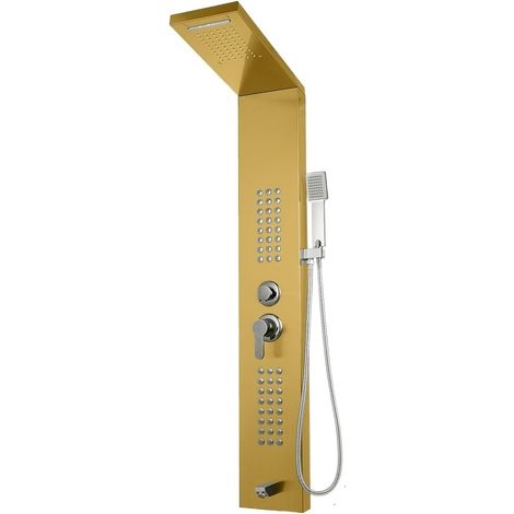 Ensemble de douche mitigeur thermostatique intelli Système de panneau de douche à lumière LED ， robinet de douche à effet pluie cascade ， douche de baignoire à jets de massage SPA avec robinets de bai (1/5)