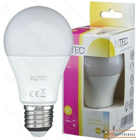 Intec Lampadina led E27 10w goccia disponibile in bianco caldo, naturale, freddo Bianco caldo