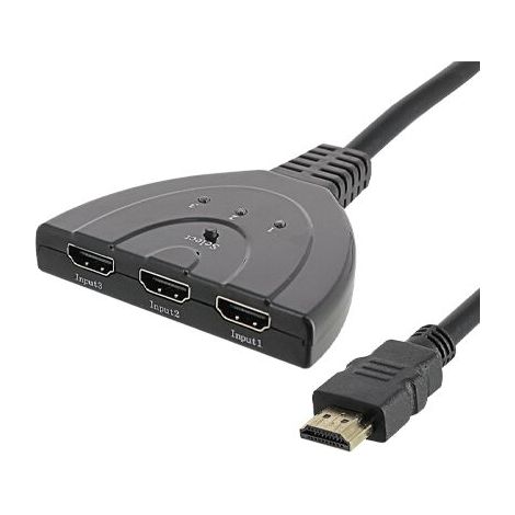 Commutateur HDMI 3 Entrées 1 Sortie Gold Full HD 1080p – Adaptateur pour câble courant faible – 914573 – Sedea