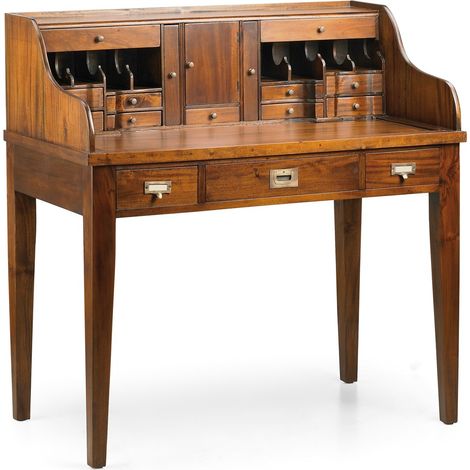 Les Tendances – Bureau secrétaire en bois d'acajou massif – Dimensions L 102 x H 106 x P 60 cm – Finition lisse et brillante – Fabrication artisanale Espagne