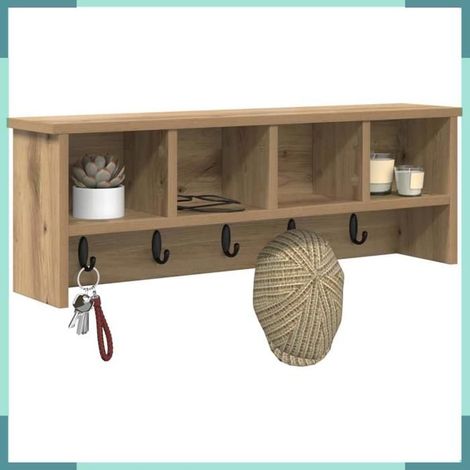 874322 Porte-manteau mural chêne artisanal 75 x 16 x 26 cm (1/5)