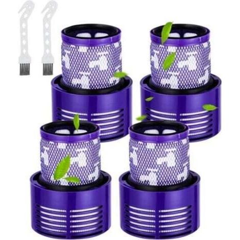 4 Filtres pour Dyson V10 Cyclone V10 SV12 Series avec 2 Brosses pour Aspirateur V10 Absolute V10 Animal V10 Total Clean Lavables, (1/4)