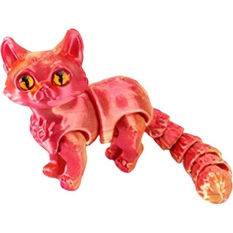 3D Imprimé Chat avec Articulations mobiles - Articulated Fidget - pour Décoration de bureau Cadeaux de fête
