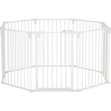 Parc pour chiots pliable en 8 pièces, 60 x 76 cm, avec porte, barrière pour chiens de petite et moyenne taille, enclos pour portes, cheminées, escaliers, blanc (1/5)